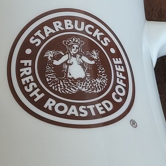 Starbucks 2008 "FRESH ROASTED COFFEE" 16oz Mug Brown & Green Mermaid Logo - Picture 8 of 9